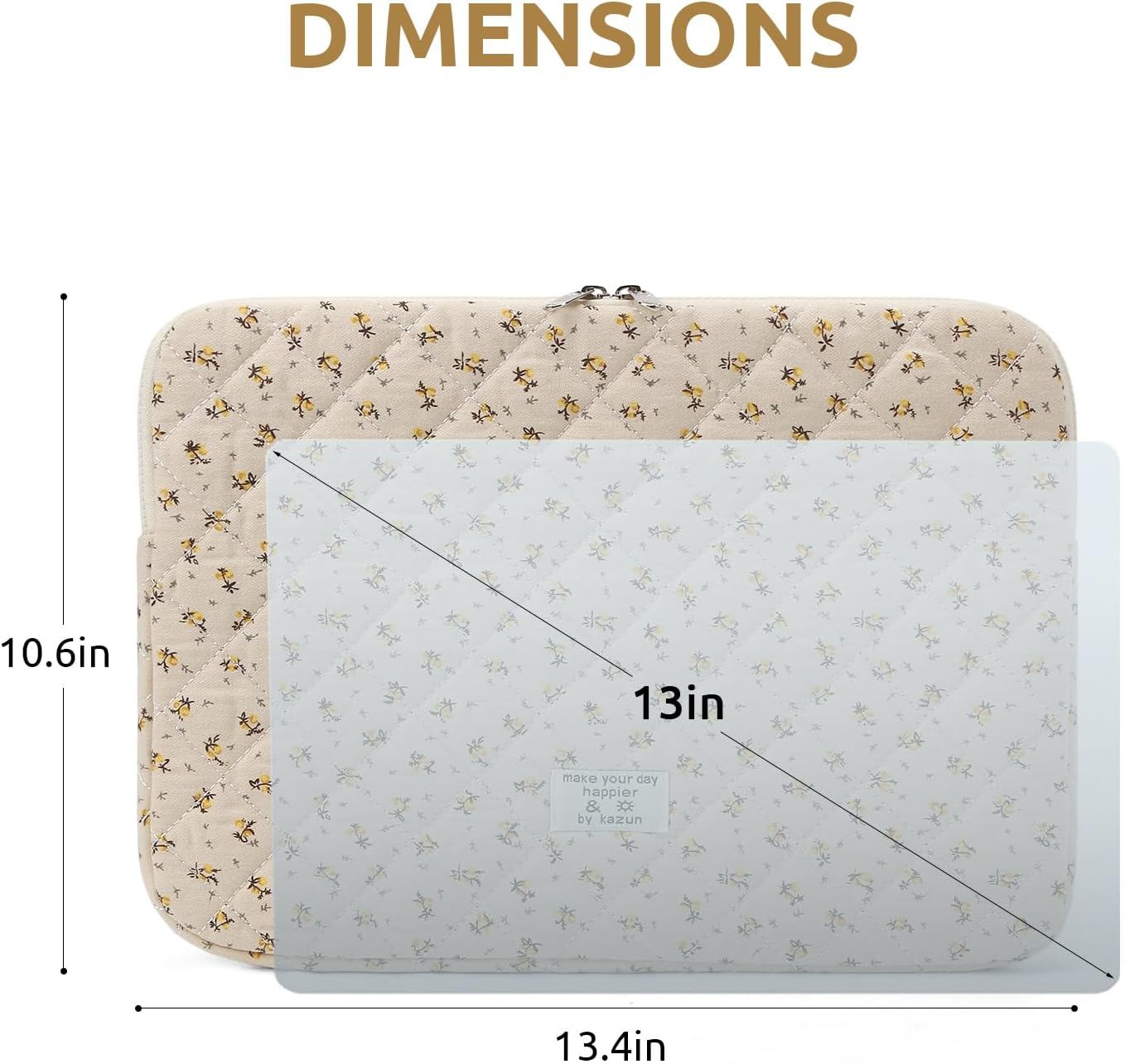 Puffy Laptop Sleeve 13 Inch Cute Quilted Laptop Protective Case Padded Floral Computer Sleeve for MacBook (A-Blue, 13 Inch)