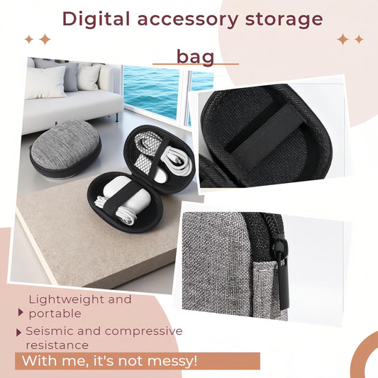 Chinshwehaw Electronic Accessories Organizer Bag: EVA Hard Shell Shockproof, Hard Shell Tech Organizer Case - Water Resistant Travel Storage for Cables Charger Earphones USB SD Card (Rectangle)