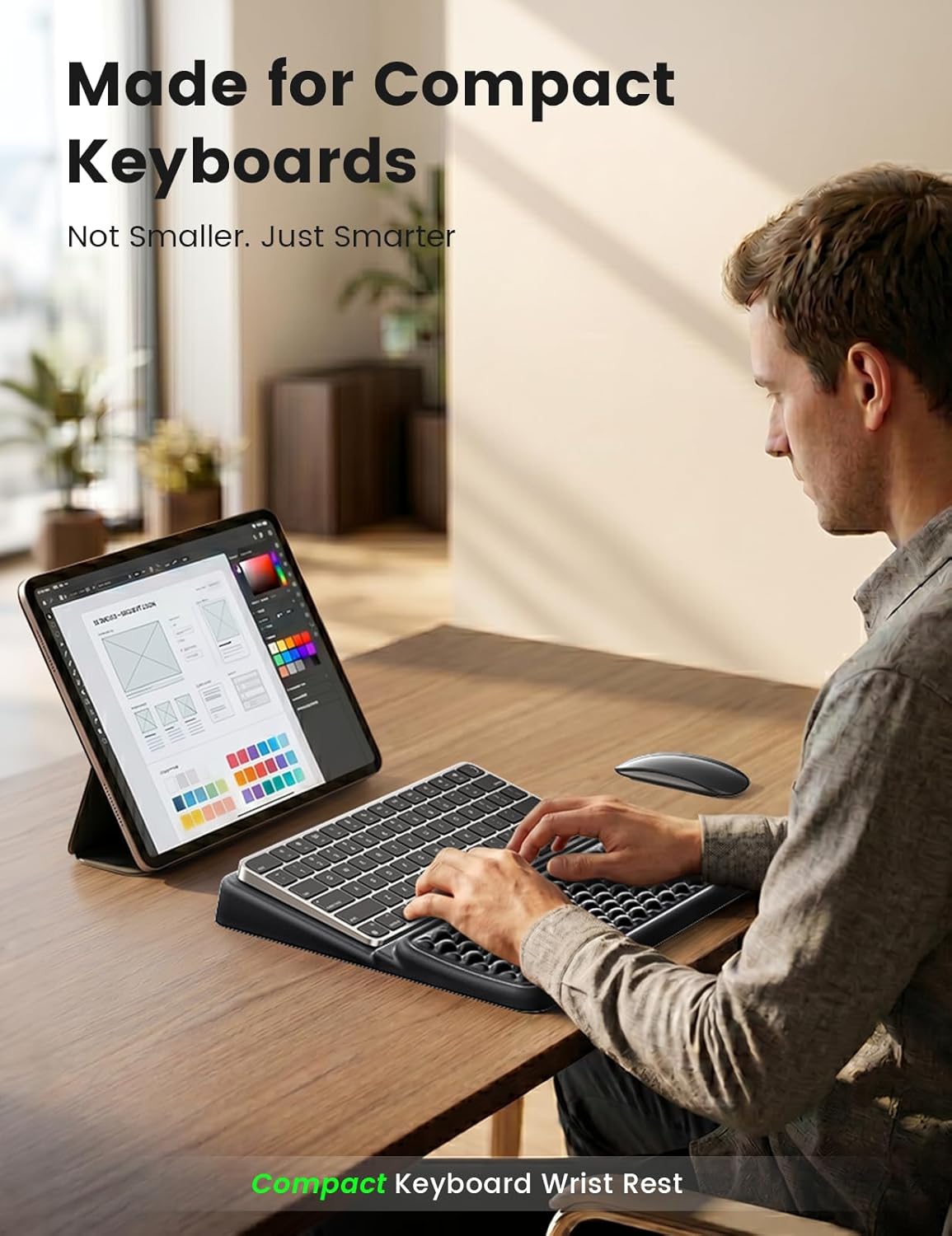 Vaydeer Wrist Rest with Keyboard Stand, Computer Wrist Support Pad, Ergonomic Keyboard Riser Holder Lifter Tray with Wrist Pad, Soft Memory Foam Desk Cushion, Palm Hand Typing for Office Home School