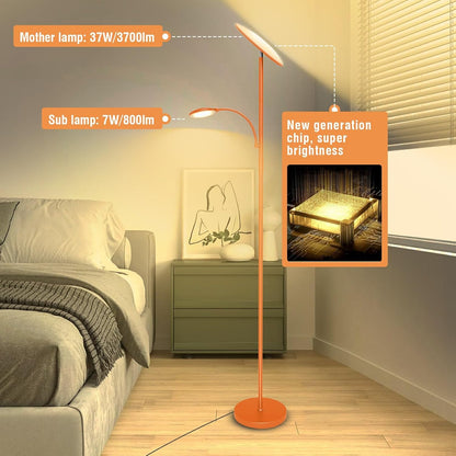 marctronic Floor Lamps for Living Room, 44W/4500LM Super Bright 2 in 1 LED Floor Lamp with Remote, Stepless Dimmable, 69" Tall Standing Floor Lamp with Bendable Reading Light for Bedroom Office