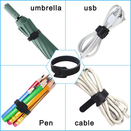 40pcs Reusable Cable Ties - 4 Sizes (6/8/10/12 Inch) - Hook and Loop Cinch Straps for Wire Management - Heavy Duty Cord Organizer & Wire Ties for Electronics, PC, Home & Office