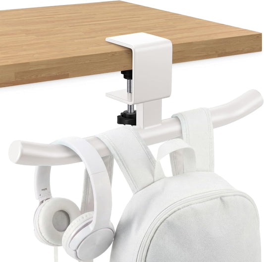 Geelin Bag Hook for Desk Table Heavy-Duty Backpack Hanger Clamp On Purse Holder Adjustable Under Desk Bag Hook for Headphones Handbag Hanger for Classroom Dorm Back to School(Beige)