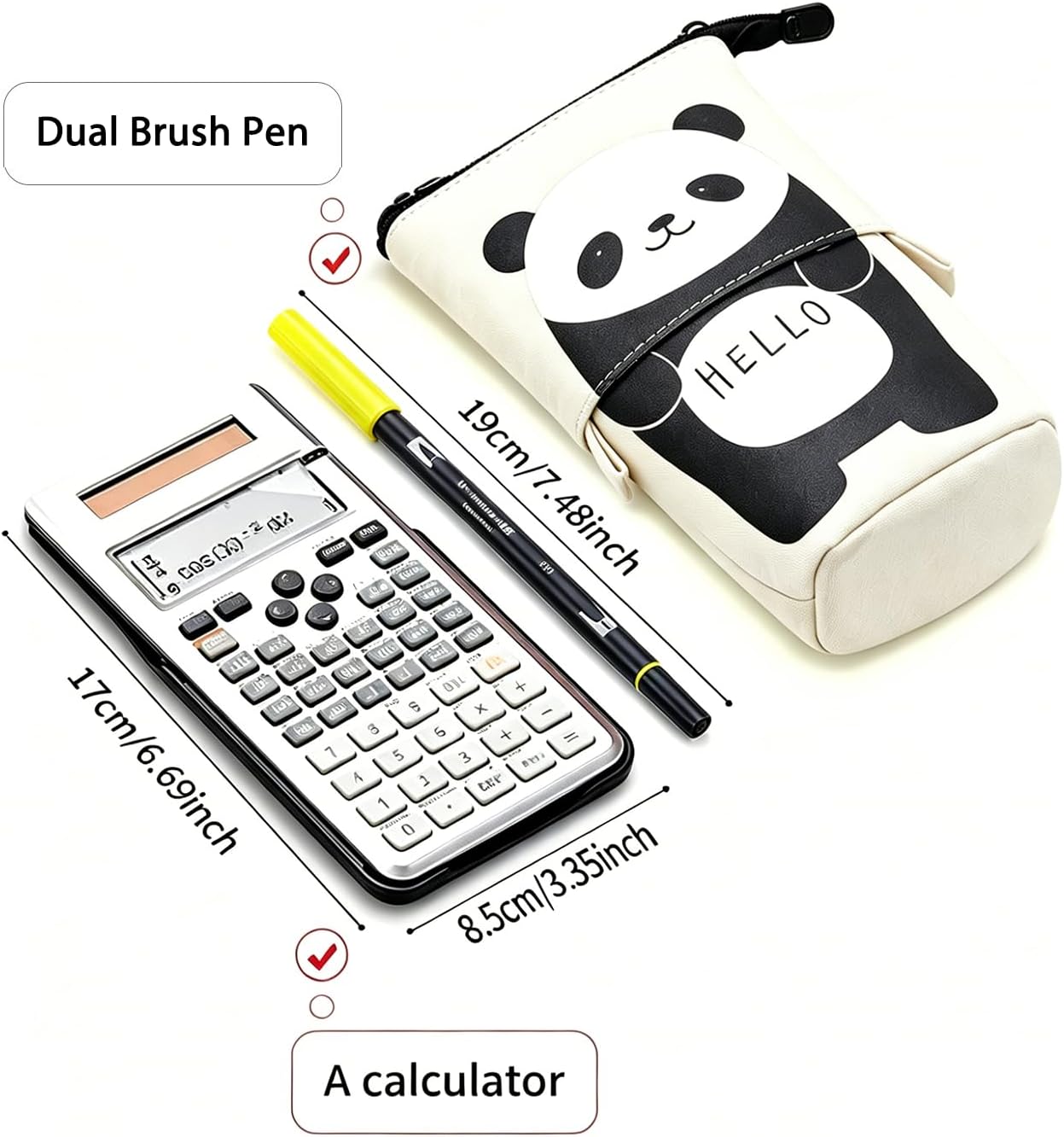 Sooez Standing Pencil Case, Cute Stand up Pencil Pouch, Telescopic Pen Pouch, Portable Pencil Holder, Kawaii Stand up Pencil Case, Spacious Pencil Pouch Bag for School Office Supplies, Black