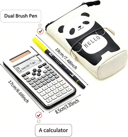 Sooez Standing Pencil Case, Cute Stand up Pencil Pouch, Telescopic Pen Pouch, Portable Pencil Holder, Kawaii Stand up Pencil Case, Spacious Pencil Pouch Bag for School Office Supplies, Black