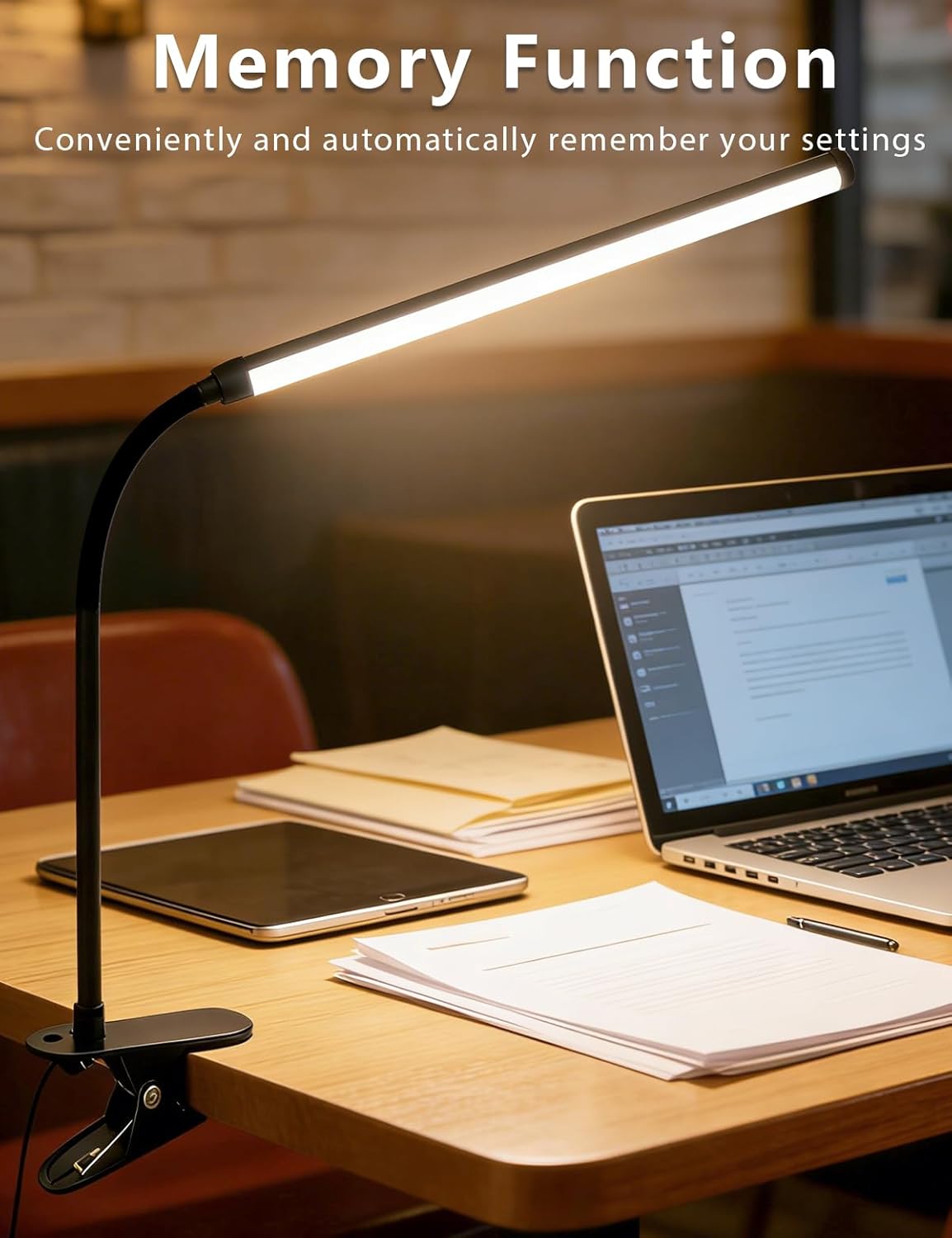 2 Pack Clip On LED Desk Lamp, 3 Lighting Modes 10 Brightness Levels, Flexible Goose Neck Swing Arm Task Lamp, Eye Caring USB Powered Clamp Light for Home Office Study Reading Bedside