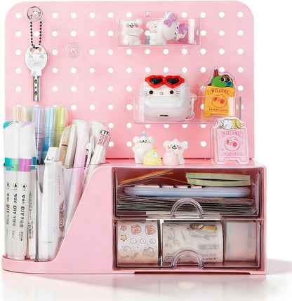 Comix 360° Rotating Pen Holder for Desk, Cute Pencil Holder Pen Organizer, Green Acrylic Pencil Cup Caddy with 5 Slots for Home School Office Supplies