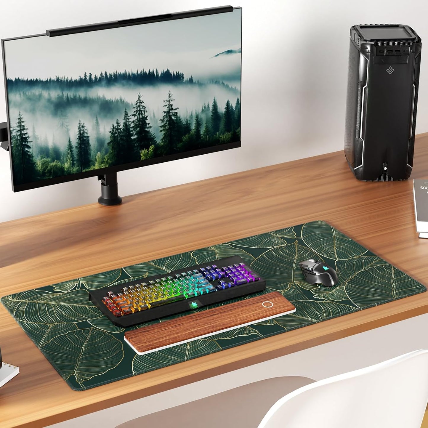 KTRIO Large Gaming Mouse Pad Desk Mat, Superior Micro-Weave Cloth for Precise Mouse Control, Non-Slip Rubber Base, Stitched Edges, Water-Resistant, for Gamer, Office & Home, 31.5" x 11.8" inches