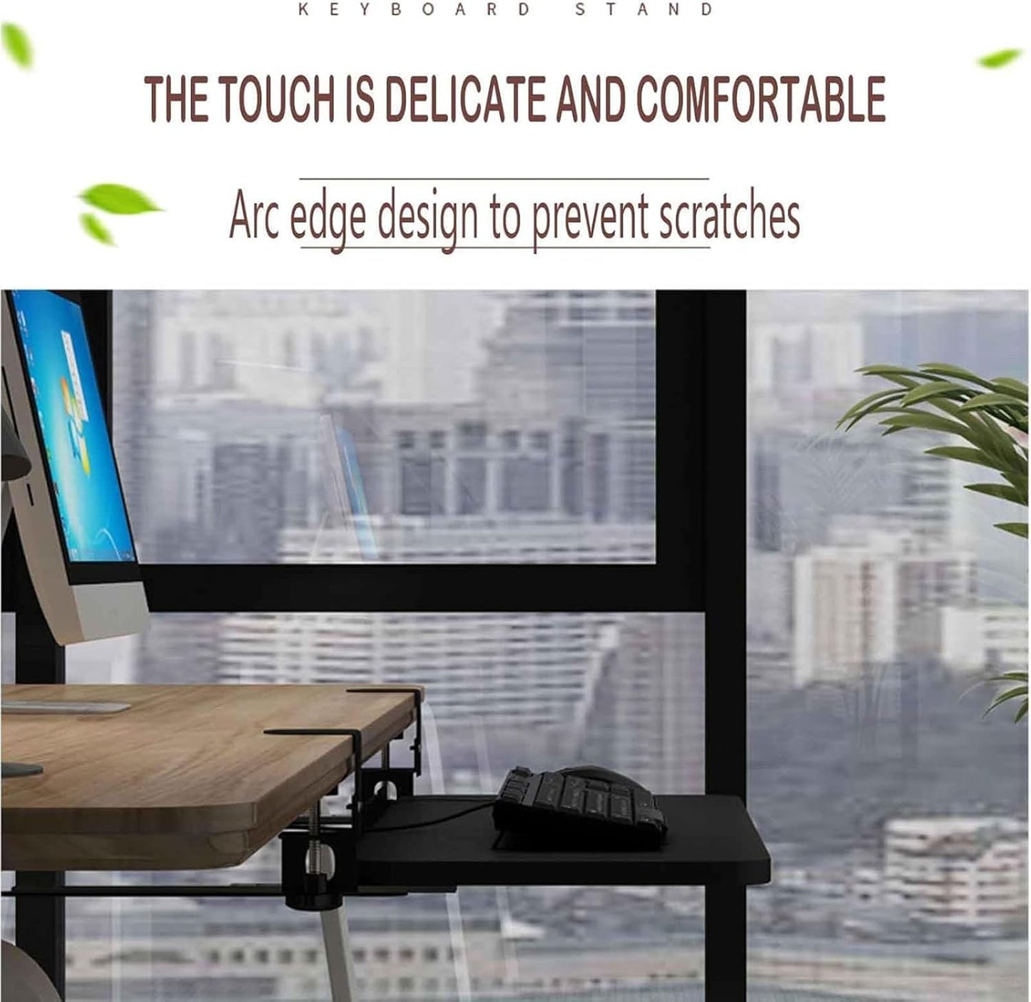 Under Desk Tray No Drill, Slide Out Keyboard Tray Under Desk, Keyboard Slide ut Tray, Clip on Keyboard Tray Under Desk, No Need to Punch Holes, Mouse Tray(Black,52 * 25cm)