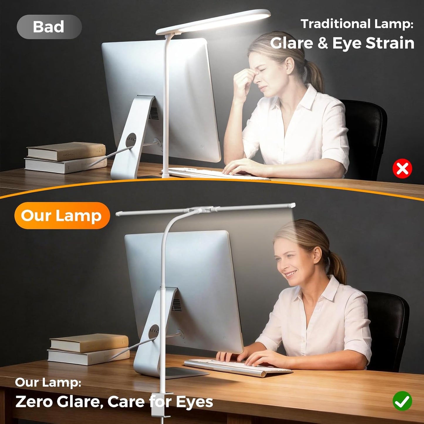 SKYLEO Led Desk Lamp for Home Office - 2400LM Ultra Bright Desk Light -Eye Caring Desk Lamp with Clamp - Adjustable Office Lamp with Remote Control- Easy Installation - 24W Black