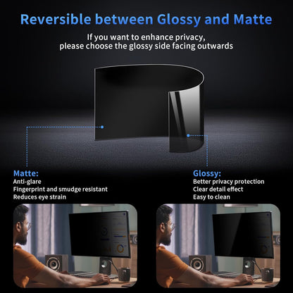 2 Pack- 27 Inch Curved Computer Privacy Screen Filter for 16:9 Widescreen Computer Screen Protector Computer Screen Privacy Shield Anti Glare and Blue Light