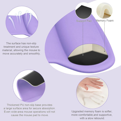 MOSISO Wrist Rest Support for Mouse Pad & Keyboard Set, Ergonomic Mousepad Non-Slip Base Home/Office Pain Relief & Easy Typing Cushion with Neoprene Cloth & Raised Memory Foam, Black