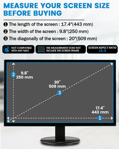 F FORITO 2-Pack 22 inch 16:10 Matte Anti Glare Computer Screen Cover, Anti Glare Eye Protection Film Compatible with All 22" Widescreen Monitors with 16:10 Aspect Ratio (18.7"W x 11.7"H) Not for 16:9
