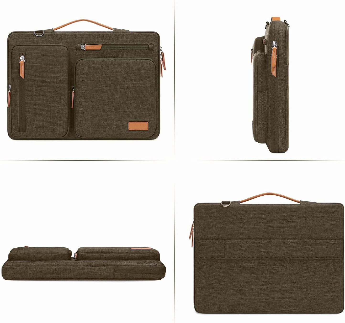 MOSISO 360 Protective Laptop Shoulder Bag,15-15.6 inch Computer Bags Compatible with MacBook Pro 16 inch, HP, Dell, Lenovo, Asus Notebook,Side Open Messenger Bag with 4 Zipper Pockets, Gray