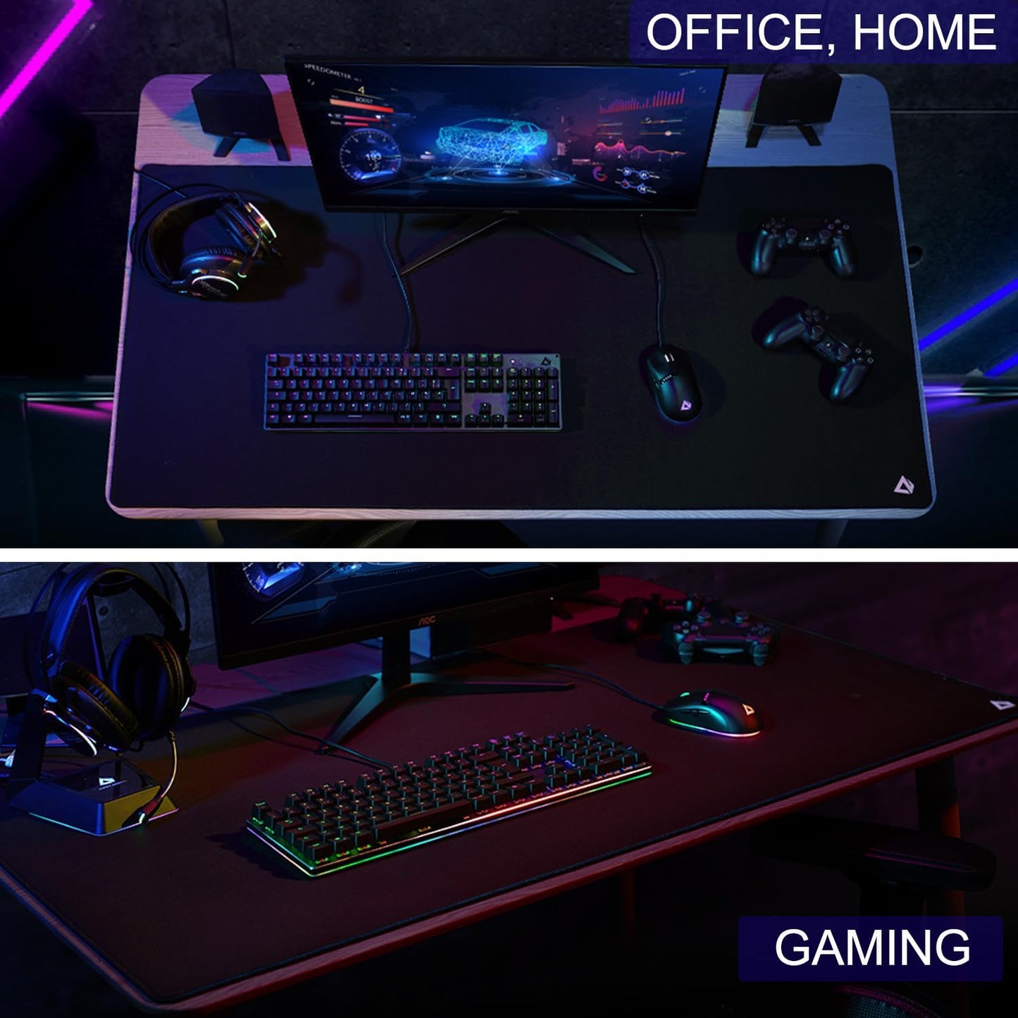 Large Gaming Mouse Pad, XXL Extended Computer Keyboard Mouse Mat with Stitched Edges, 31.5" x 15.7" Non-Slip Waterproof Rubber Base Office Big Long Mousepad for Work, Game, Office, Home, Black