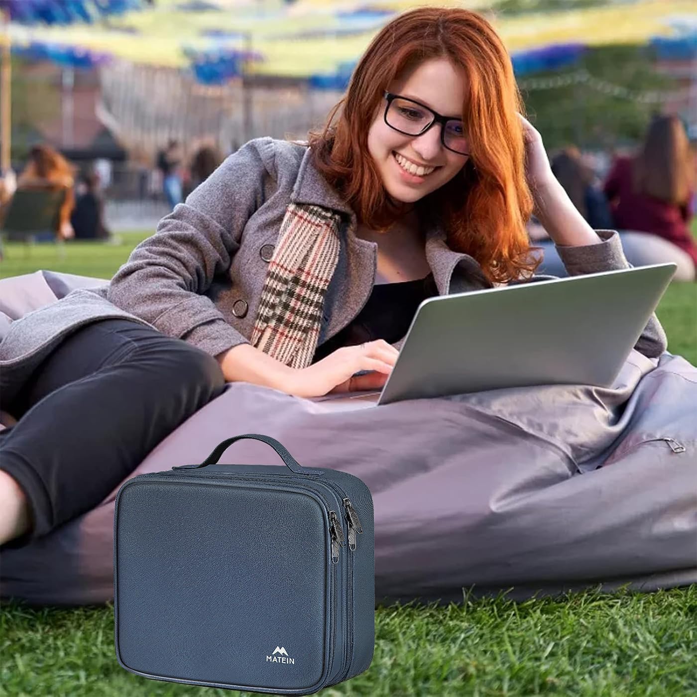 MATEIN Cable Organizer Bag, Waterproof Travel Electronic Storage, Shockproof Portable Double Layer Tech Bags Carrying Case for Cord, Earbuds, Charger, SD Card, DJ Gifts, Black