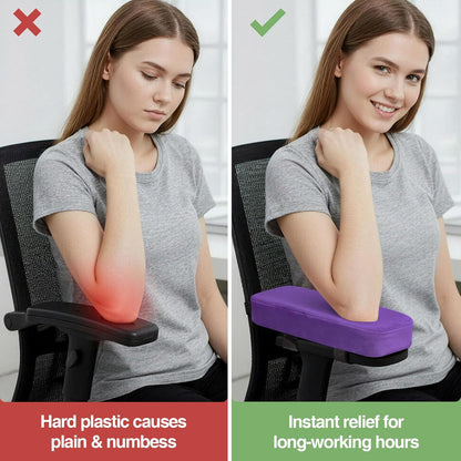 Smiry Ergonomic Office Chair Armrest Pads, Memory Foam Arm Rest Covers, Non-Slip Armrest Cushion with Adjustable Buckles and Straps, Elbow Relief for Desk, Gaming & Wheelchair (Black, Set of 2)
