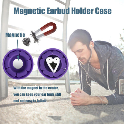 MAIRUI Wired Earbud Case 3 Pack Earphone Headphone Cord Organizer Earbuds Wrap Soft Silicone Magnetic Holder Storage Tangle Free Cable Winder(Red/Blue/Green)