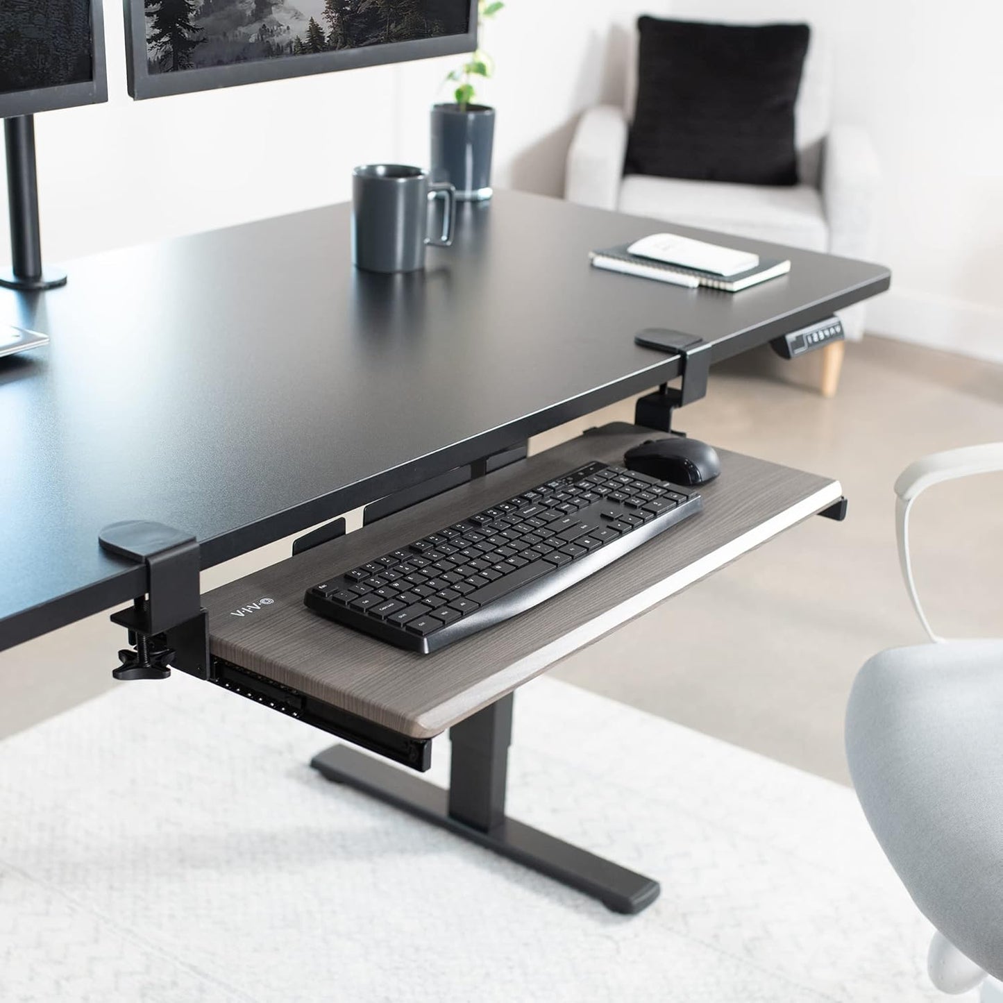 VIVO Large Keyboard Tray Under Desk Pull Out with Extra Sturdy C Clamp Mount System, 27 (33 Including Clamps) x 11 Inch Slide-Out Platform Computer Drawer for Typing, Black, MOUNT-KB05E