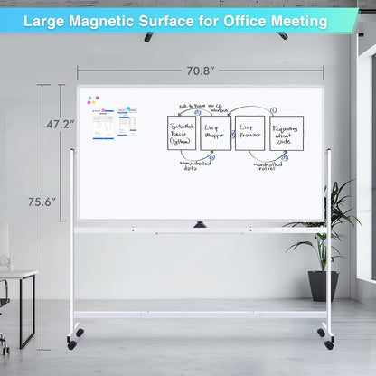 maxtek Magnetic Mobile White Board, 40 x 24 Double Sided Dry Erase Board Rolling Whiteboard, Aluminum Frame Standing Whiteboard on Wheels for Home Office Classroom (40 x 24 Black)
