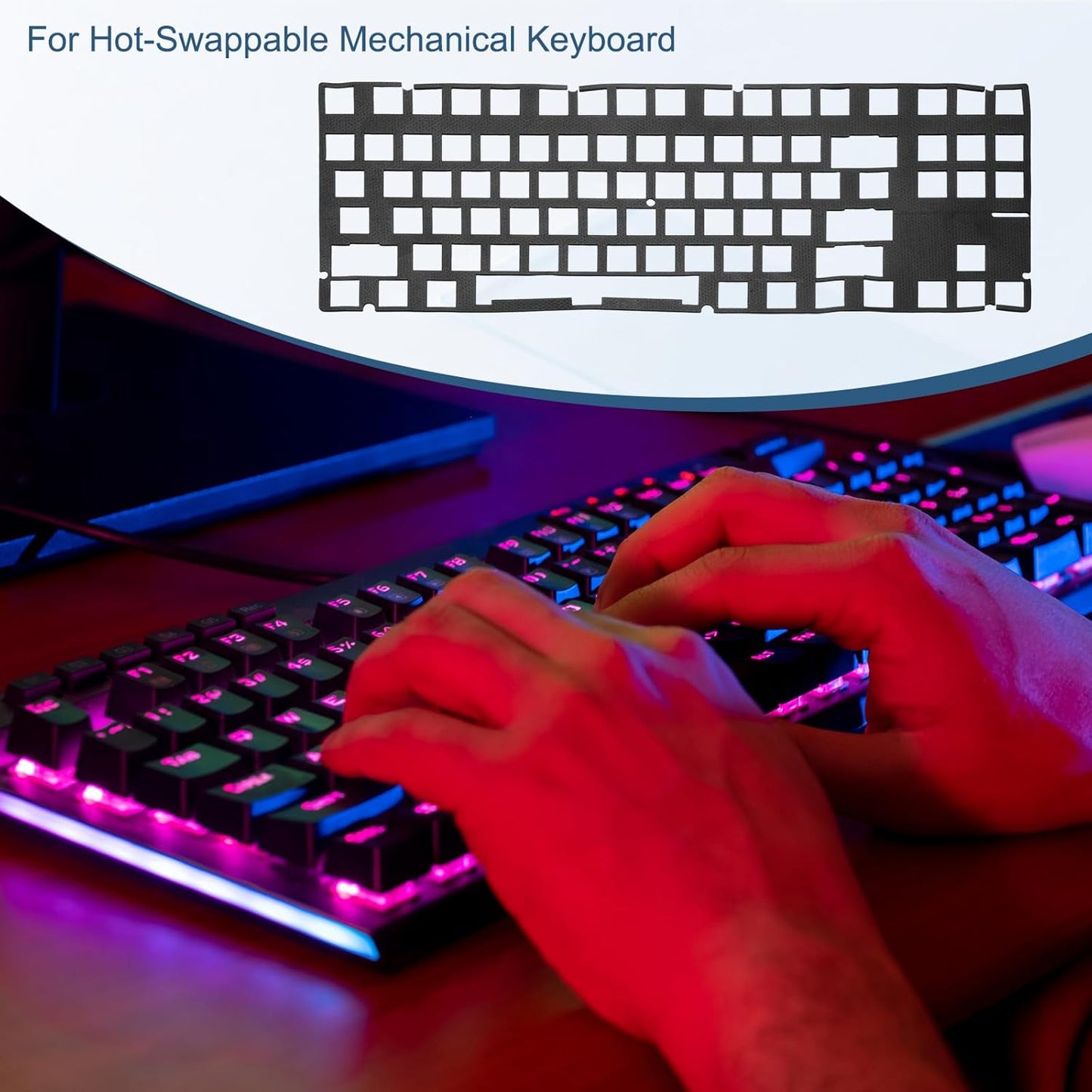 PATIKIL 5 x 17 Inch Keyboard Foam, 104/108 Layout Keyboard Sound Dampening Foam Pad Gasket Switches Dampener for Mechanical Key Boards, Black