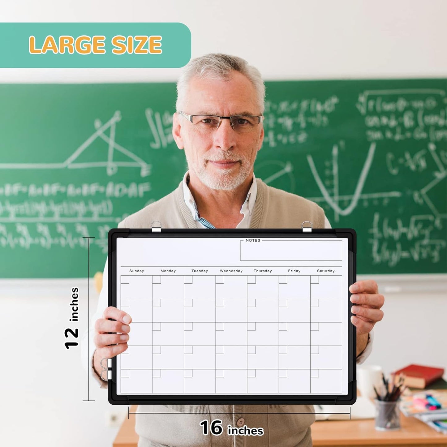 Small Weekly Calendar Dry Erase Whiteboard for Wall, 16" x 12" Magnetic Dry Erase Board, Hanging Double-Sided White Board, Portable Board for List, Kitchen, Planning, Memo, Home, Office