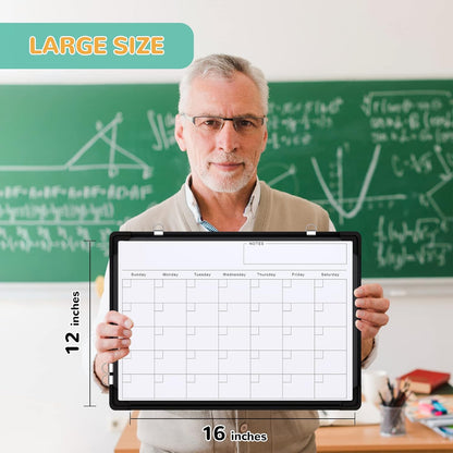 Small Weekly Calendar Dry Erase Whiteboard for Wall, 16" x 12" Magnetic Dry Erase Board, Hanging Double-Sided White Board, Portable Board for List, Kitchen, Planning, Memo, Home, Office