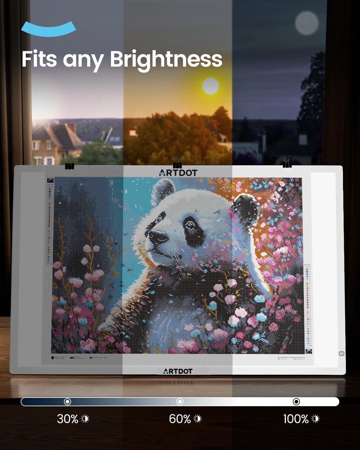 ARTDOT A3 LED Light Pad for Diamond Art Kits for Adults, USB Powered Light Board Kit, Adjustable Brightness with Diamond Painting Tools Detachable Stand and Clips