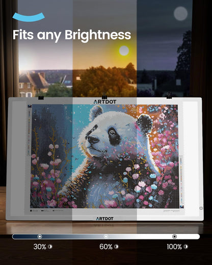 ARTDOT A3 LED Light Pad for Diamond Art Kits for Adults, USB Powered Light Board Kit, Adjustable Brightness with Diamond Painting Tools Detachable Stand and Clips