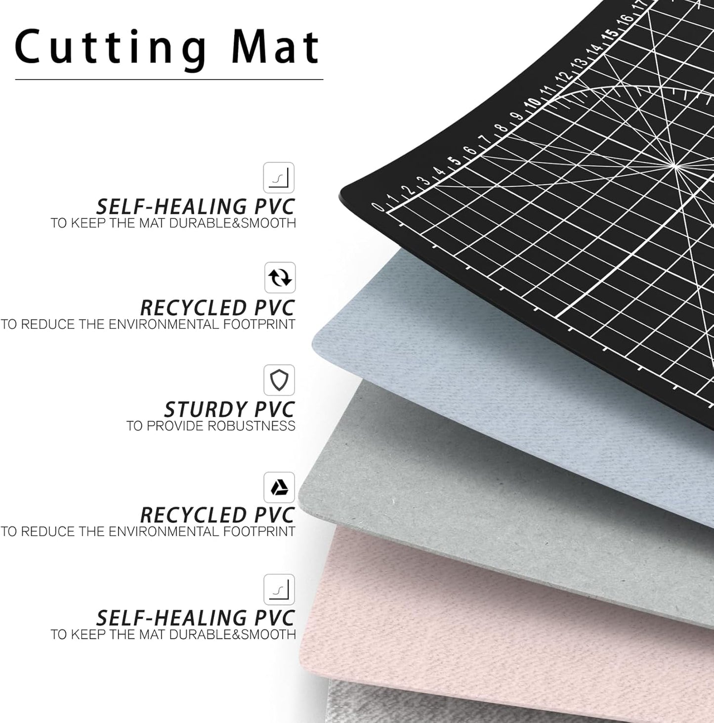 DIYSELF Cutting Mat 12in×18in, Cutting Mats for Crafts, Self Healing Cutting Mat A3, Fabric Cutting Mats Double Side for Sewing, Quilting, Craft Mat for Desktop, Matting & Mounting Materials