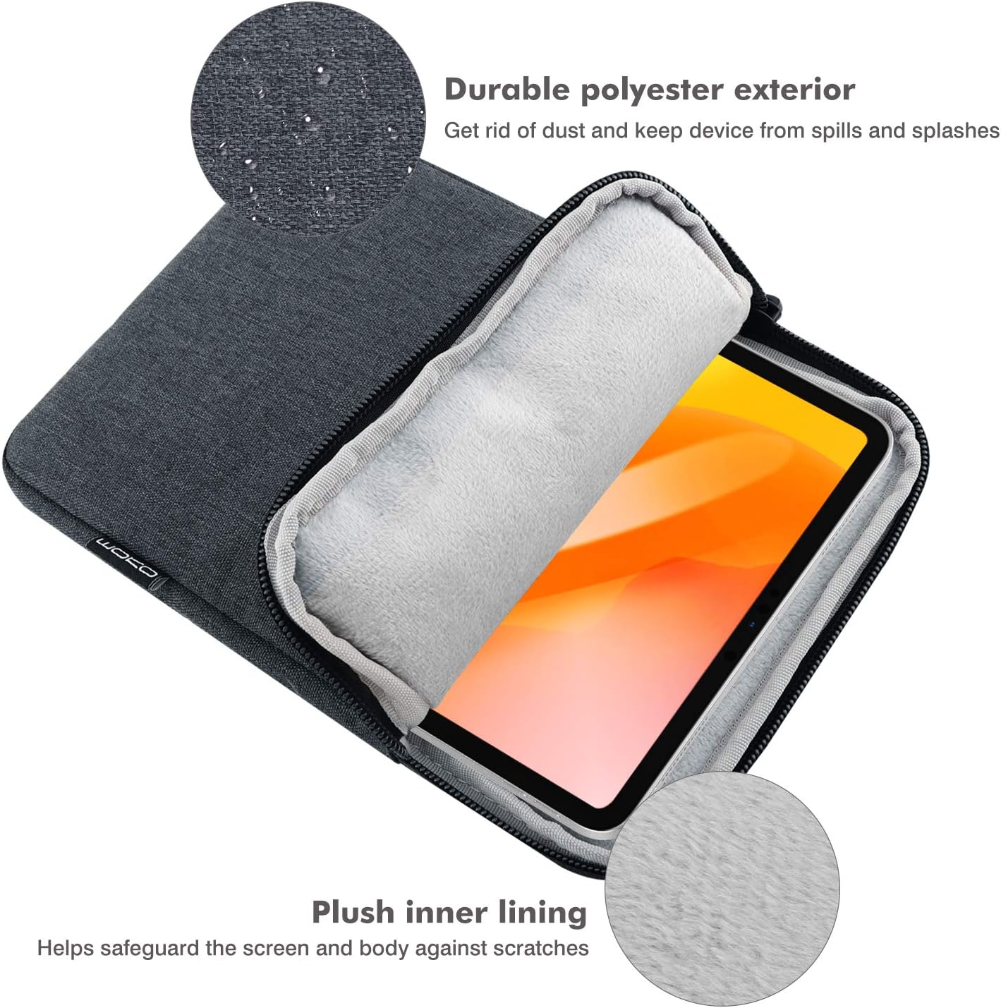 MoKo 7-8 Inch Tablet Sleeve Bag, Polyester Pouch Cover Case Fits iPad mini (A17 Pro) 8.3" 2024, iPad mini 6/5/4/3/2/1, Samsung Galaxy Tab S2 8.0, Tab A 8.0, ZenPad Z8s 7.9,Black