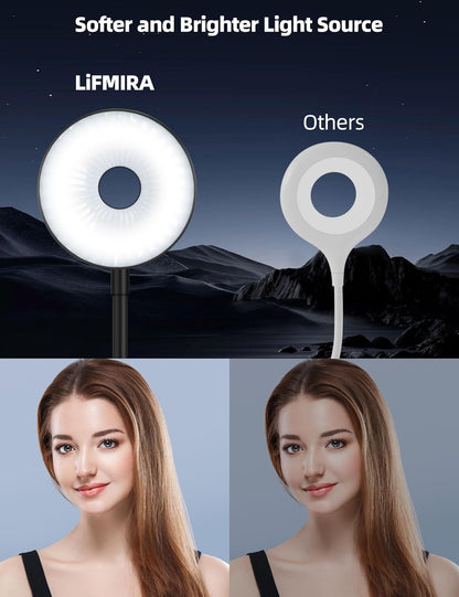 LiFMIRA Reading Light for Beds Headboards, Clip on Light LED Reading Book Light with Clamp Eye-Friendly Desk Lamp 3 Color Modes & 10 Brightness Flexible Reading Lights for Books in Bed Bedside Black
