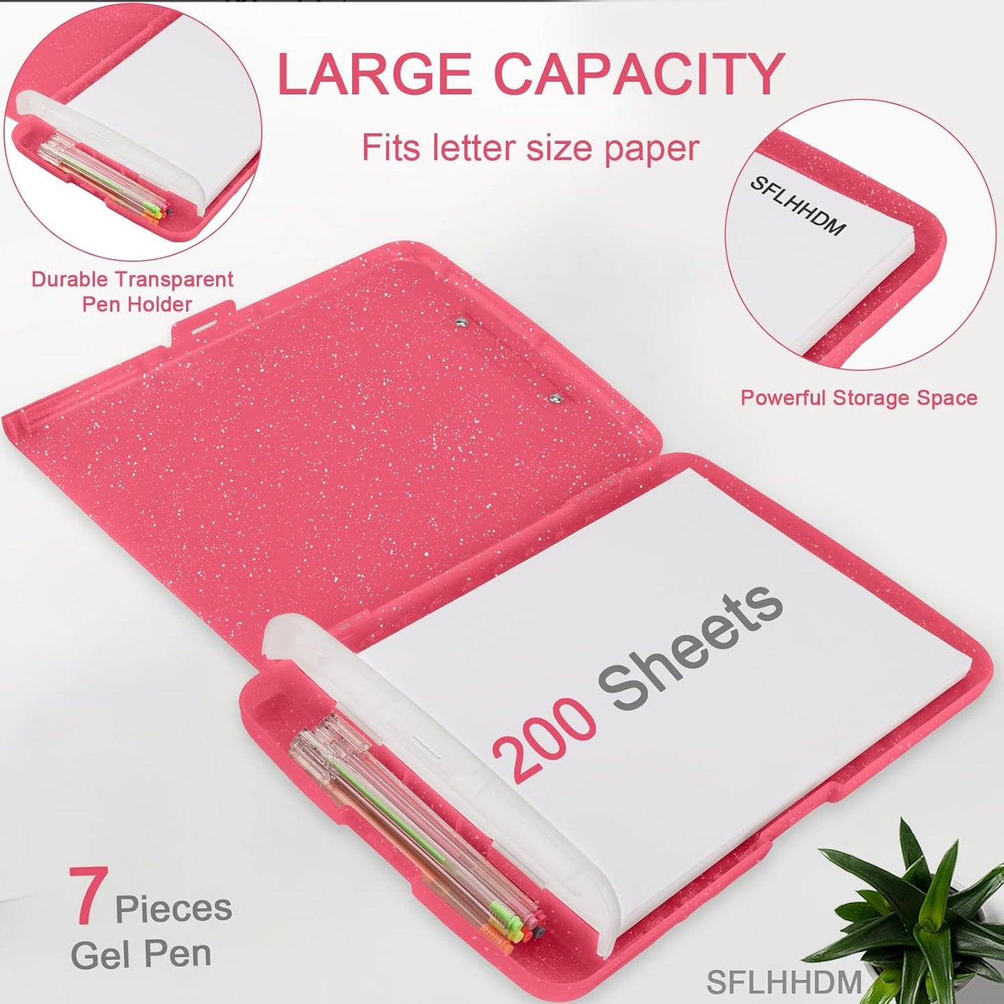 Glitter Clipboard with Storage,Storage Clipboard with Pen Holder,A4 Binder Clip Boards 8.5x11 with Low Profile Clip,Side Opening Sparkle Clipboards, Clipboards Folder for Office Supplies-Starry Black