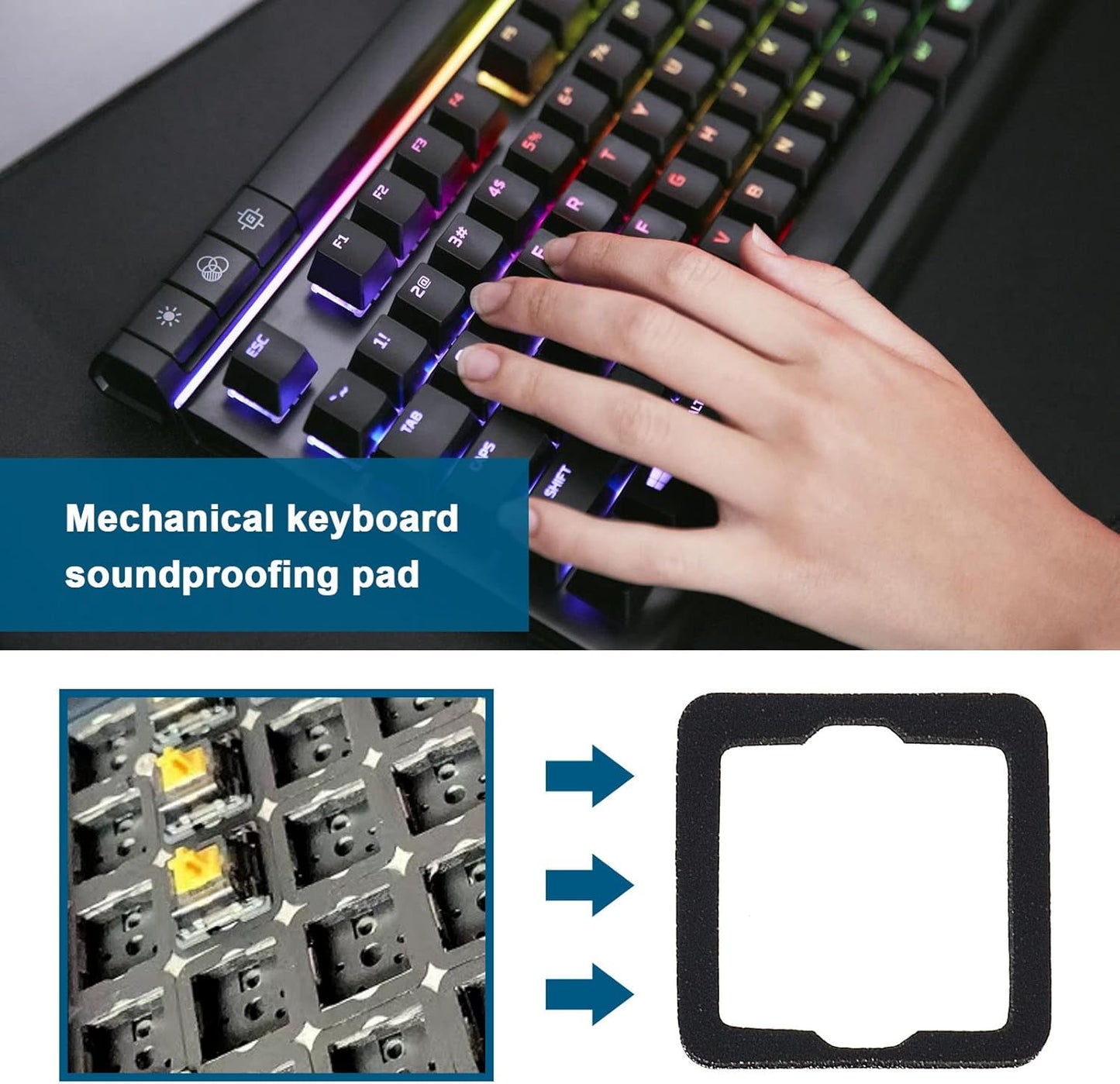 ECSiNG 120pcs Switch Silencer Pad Shockproof Sandwich Cotton for Mechanical Keyboard Keysporon Noise Dampener Foam Sound Insulation