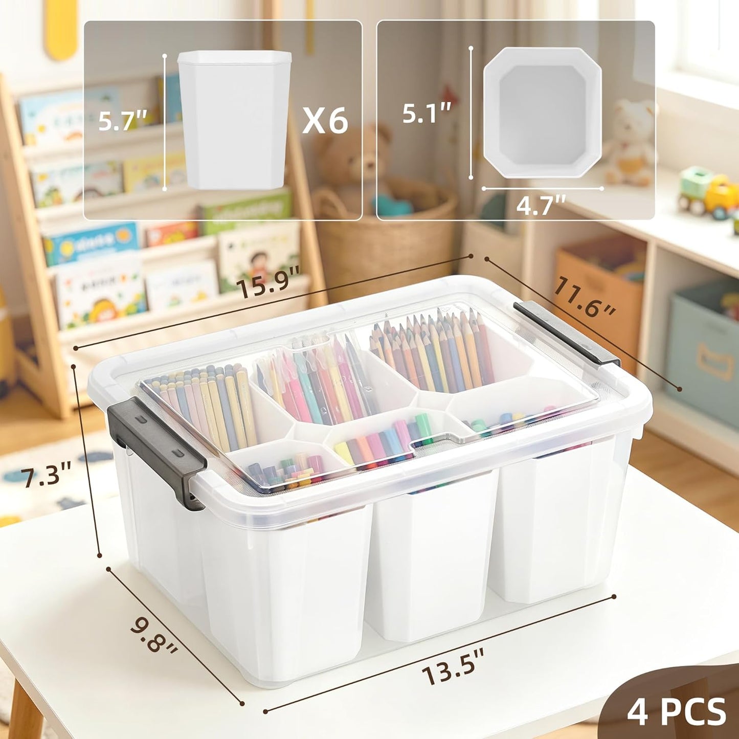 Citylife 17 QT Plastic Storage Bins Clear Storage Box with Lids Multipurpose Stackable Storage Containers for Organizing Tool, Craft, Crayon