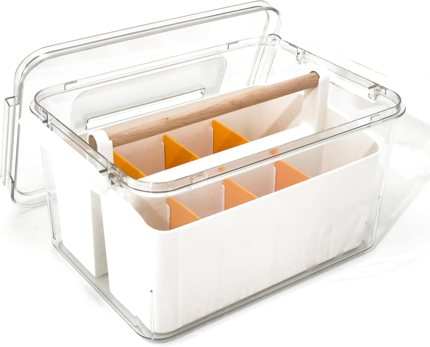 Art Craft Caddy with Lid - Art Supply Storage Organizer, Teacher Tool Box, Clear Craft Box for Kids(11'', Blue, 2in1 Set)