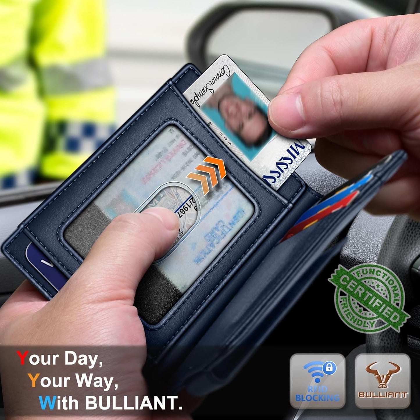 BULLIANT Men Airtag Wallet,Slim Wallet Money Clip Card Holder Magnetic Closure 12 Cards in Front Pocket RFID Blocking