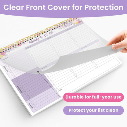 Weekly To Do List Notepad with 52 Undated Sheets（8.5"×11"）- Undated Weekly Planner Notepad for Office Desk Accessories and Supplies - Midnight Lilac