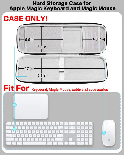 RAIACE Hard Storage Case Compatible with Apple Magic Keyboard + Magic Mouse. (Case Only) - Black