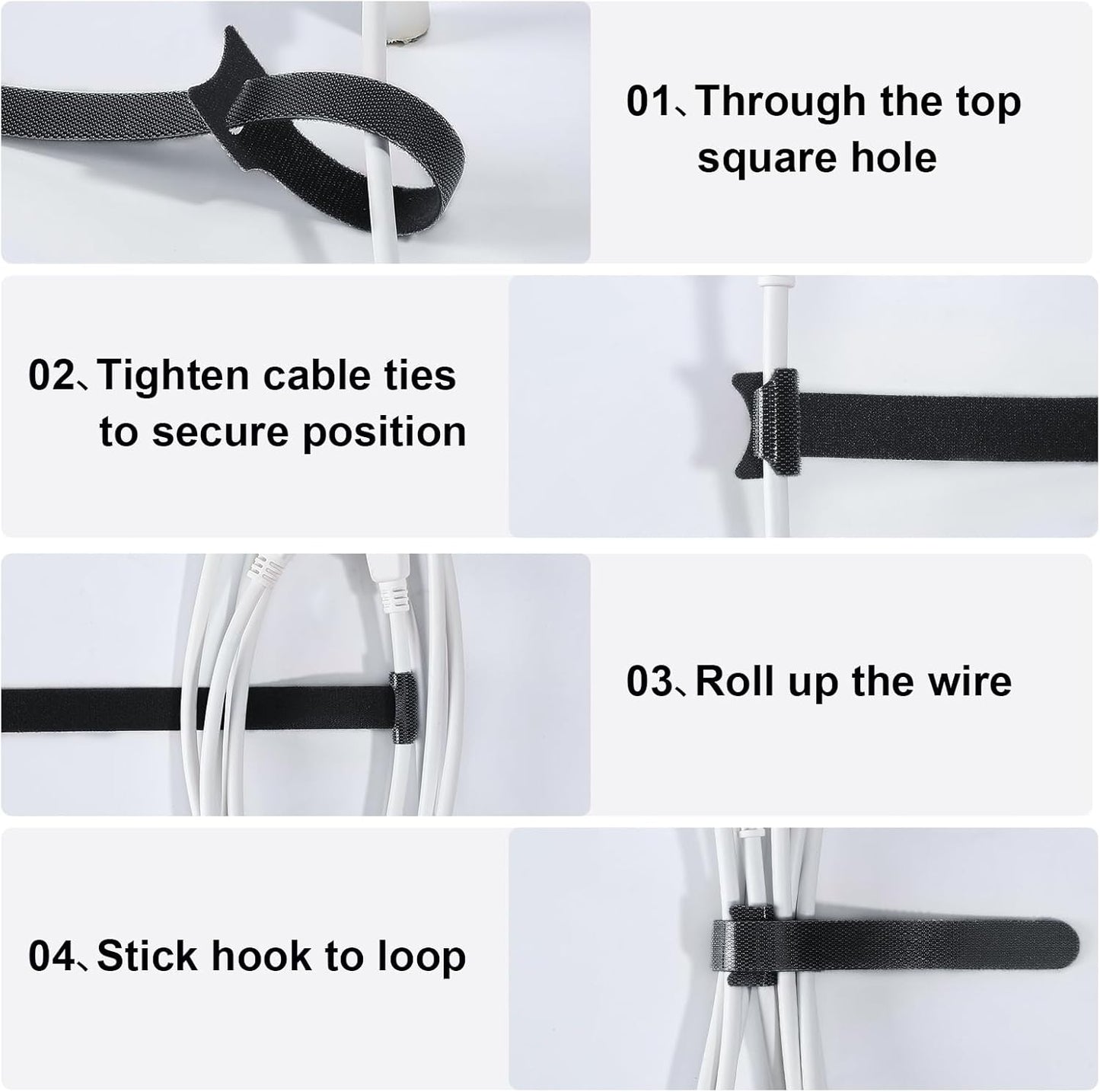 150PCS Cable Ties, 4+6+8+10 inch Multi-Colour Straps for Cable Management, Adjustable Fastening Cord Wraps, Multi-Purpose Reusable Hook and Loop for Home, Office and Garage