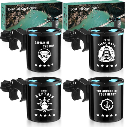 Teenyyou Marine Boat Rail Cup Holder No Drilling Drink Holder Clamp on Kayak Cup Holders Boat Accessories Gifts Install on Pole Grip Rail Grab Bar for Men