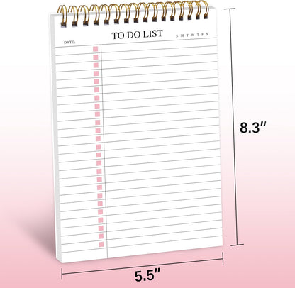 To Do List Notepad 3 Pack, Undated Daily Planner Notepad With To Do List Notebook Checklist Planner Spiral Waterproof Notepad for Office Supplies, School Planner, 52 Sheets/Pack, 5.5"*8.3" A5 Size