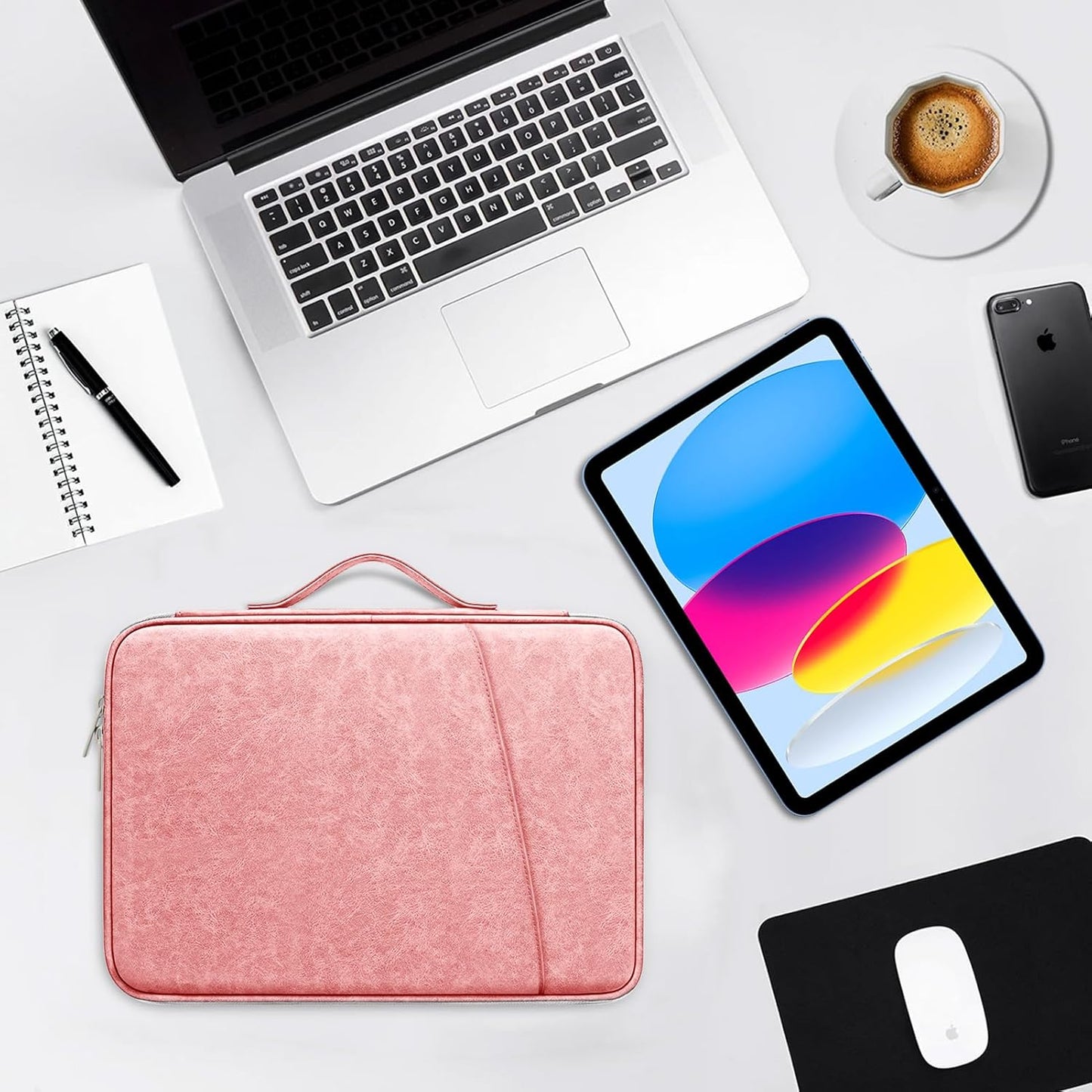 DTTO 9-11 Inch Tablet Sleeve Bag for iPad A16, iPad Air 11-inch M3 M2 / Air 5/4th Gen 10.9", iPad Pro 11 M4, iPad 10/9/8/7th Gen, Galaxy Tab A9+, Waterproof Travel Bag, Pink