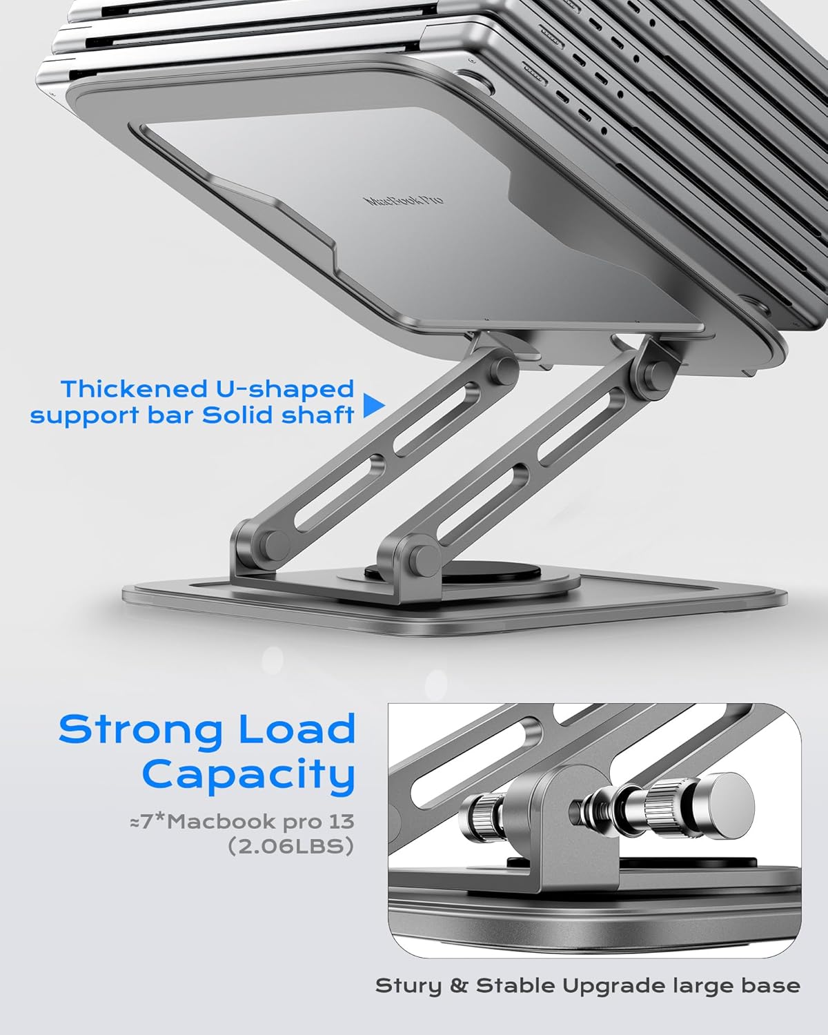 LOXP Adjustable Laptop Stand, Computer Stand with 360 Rotating Base, Ergonomic Laptop Riser Mount for Desk Foldable Protable Computer Desk Fits with MacBook Pro Air (10-16") - Pink