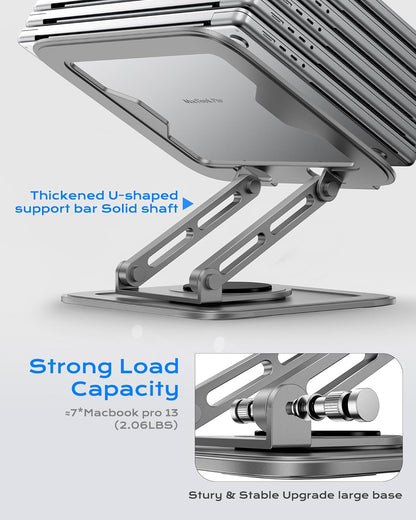LOXP Adjustable Laptop Stand, Computer Stand with 360 Rotating Base, Ergonomic Laptop Riser Mount for Desk Foldable Protable Computer Desk Fits with MacBook Pro Air (10-16") - Pink