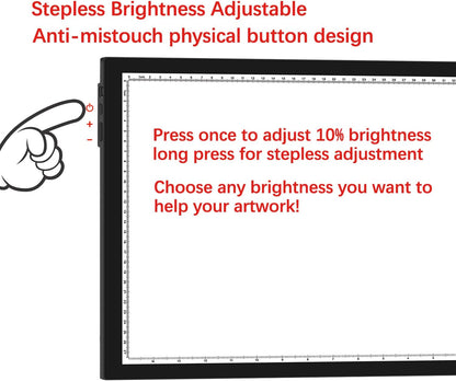 A2 Light Pad 26"x19", 10000+ LUX High Brightness, 3 Colors & 10-Level/Stepless Dimming,Light Board Extra Large with UL Adapter for Diamond Painting, Drawing, Tracing, Sketching-Aluminum Frame