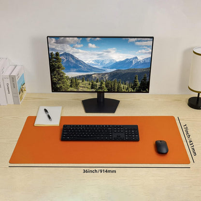 Leather Desk Pad,Wolaile 36x17 inch Large Mouse Pad,Waterproof Non-Slip Writing Desk Blotter,Computer Mat Desktop Protector for Office Home,Black