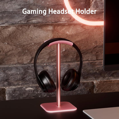 Headphone Stand for Desk - Headset Stand with Aluminum Hanger and Plastic Headrest, Headphone Holder for AirPods Max, Sony, Bose, Beats and More (Black)