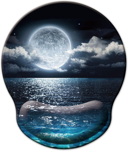 Mouse Pad with Wrist Support, Ergonomic Mouse Pad with Memory Foam Wrist Rest Cushion, Non-Slip Rubber Base Gaming Mice Pad for Home Office Computer Laptop, Flowers Grass