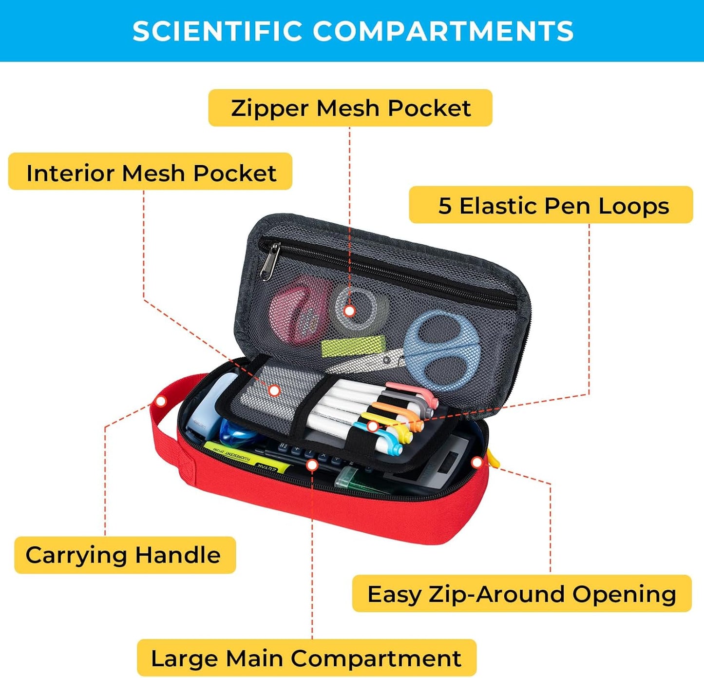 ECHSRT Big Pencil Case, Aesthetic Portable Zipper Pencil Bag with Hidden Pocket, Special Pouch for Men Women Adults, Stationery Organizer Pen Cases for Office Travel,Black
