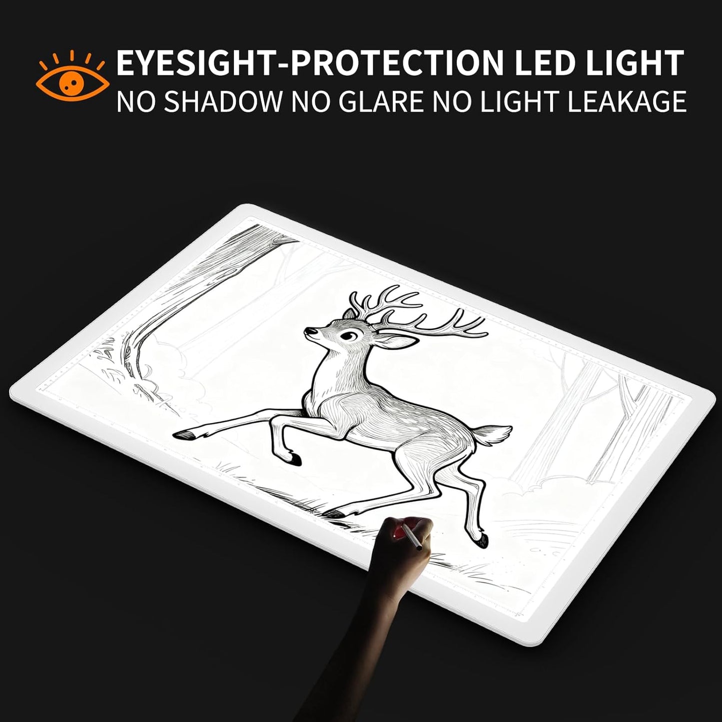 TOHETO Rechargeable A4 Light Board with Stand, Super Bright Magnetic Light Pad with Side Buttons, Wireless Light Box for Tracing and Drawing, Cordless LED Light Table for Diamond Painting, Sketching